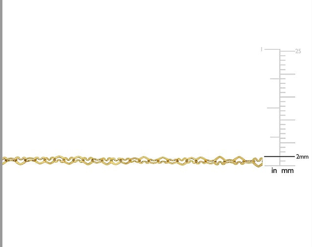 2mm Heart Link Bracelet in 14k Yellow Gold