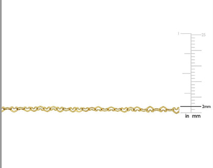 2mm Heart Link Bracelet in 14k Yellow Gold
