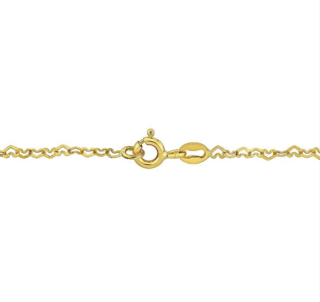 2mm Heart Link Bracelet in 14k Yellow Gold