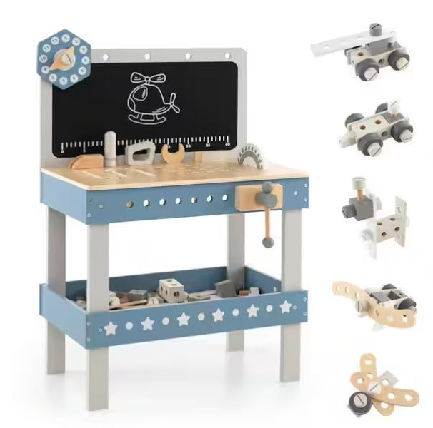 Kids Wooden Play Tool Workbench Workshop Table