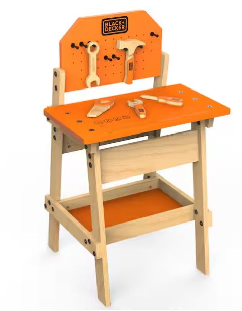 Black and Decker Kids Workbench and 6-Piece Wooden Tool Set
