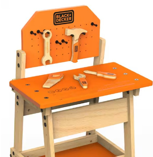 Black and Decker Kids Workbench and 6-Piece Wooden Tool Set