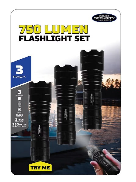 750-Lumen Flashlight, 3 pk.