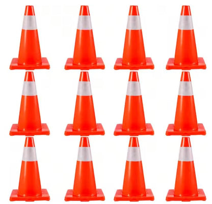 Orange Traffic Cones with Reflective Collars (12-Piece)
