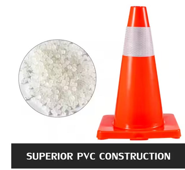 Orange Traffic Cones with Reflective Collars (12-Piece)