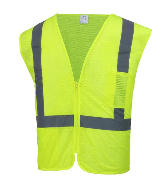 High Visibility Lime Green Class 2 Reflective Safety Vest