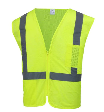 High Visibility Lime Green Class 2 Reflective Safety Vest