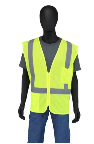 High Visibility Lime Green Class 2 Reflective Safety Vest