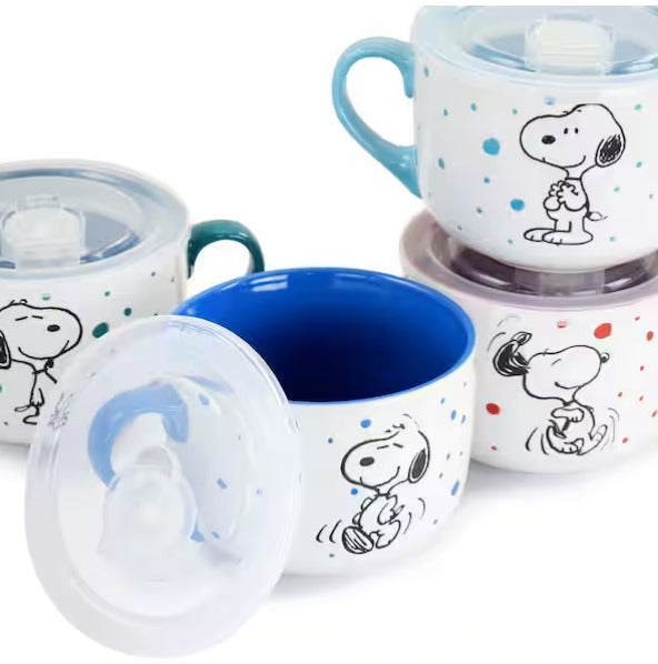 Assorted Colors Stoneware Soup Bowl Cup and Lid