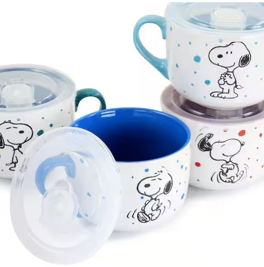 Assorted Colors Stoneware Soup Bowl Cup and Lid