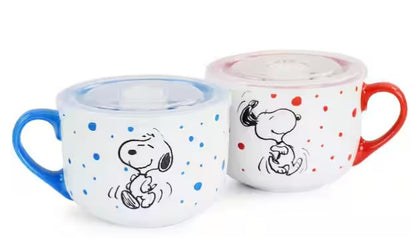 Assorted Colors Stoneware Soup Bowl Cup and Lid