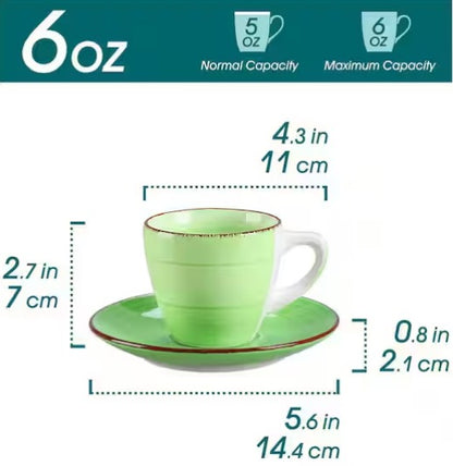 Stoneware Coffee Cups and Coffee Saucers