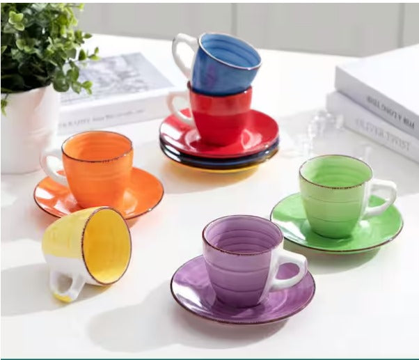 Stoneware Coffee Cups and Coffee Saucers