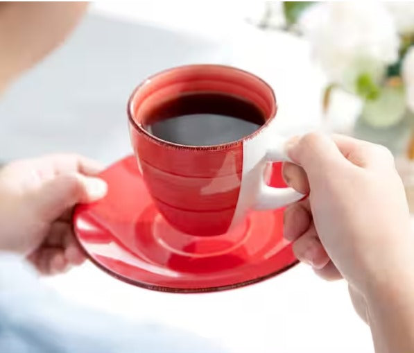 Stoneware Coffee Cups and Coffee Saucers