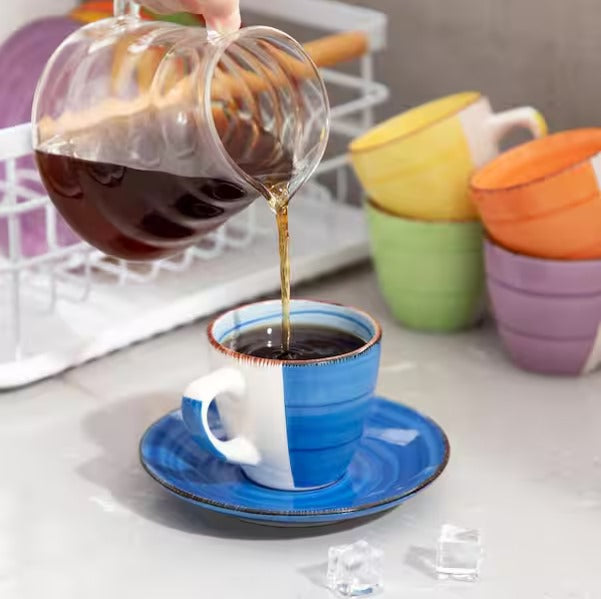 Stoneware Coffee Cups and Coffee Saucers