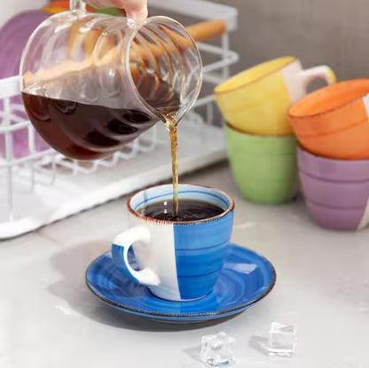 Stoneware Coffee Cups and Coffee Saucers