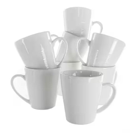 12 oz. White Porcelain Mug (Set of 8)