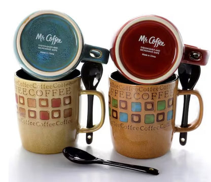Cafe Americano 13 oz. Assorted Color Mugs (Set of 4)