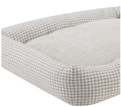 Medium Brown Plaid Bolster Dog Bed