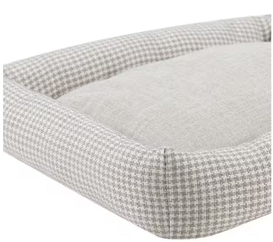 Medium Brown Plaid Bolster Dog Bed