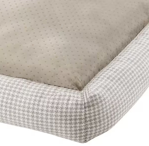 Medium Brown Plaid Bolster Dog Bed