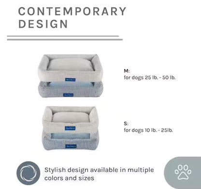 Medium Brown Plaid Bolster Dog Bed