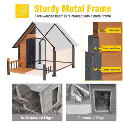 Large Outdoor Dog House with Porch