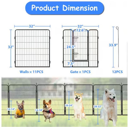 12 Panels Indoor Outdoor Heavy-Duty Portable Foldable Dog Kennel
