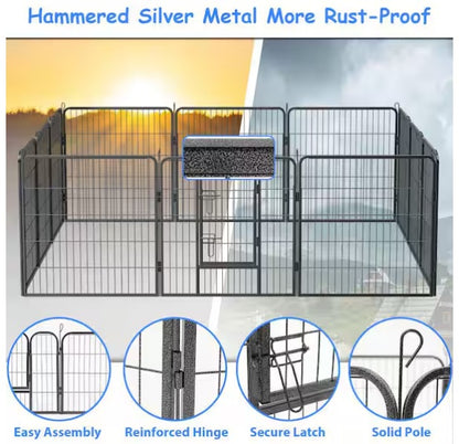 12 Panels Indoor Outdoor Heavy-Duty Portable Foldable Dog Kennel