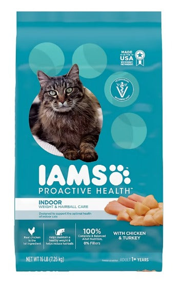 Adult Indoor Weight & Hairball Care Dry Cat Food, 16 lbs.