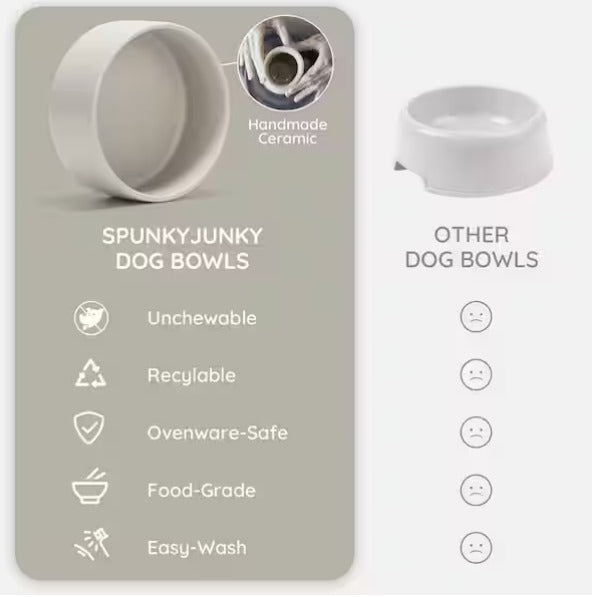 Ceramic Cat Bowl with Wood Stand