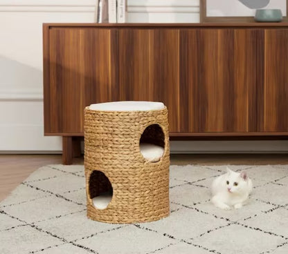 3-Tier Woven Water Hyacinth Cat Tower