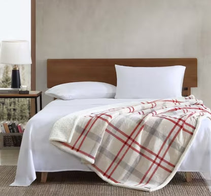 Ultra Plush Plaid Sherpa Reverse Throw Blanket