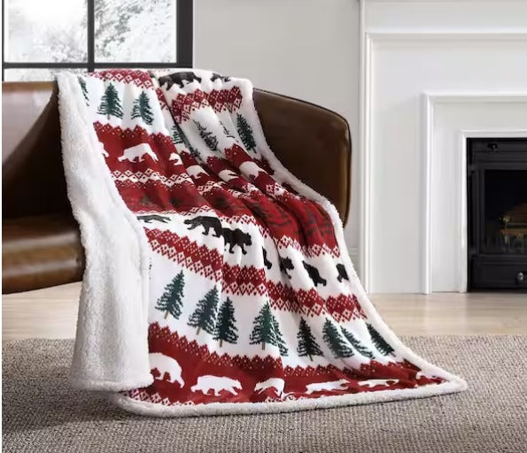 Ultra Plush Plaid Sherpa Reverse Throw Blanket
