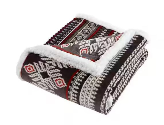 Ultra Plush Plaid Sherpa Reverse Throw Blanket