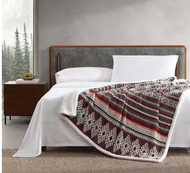 Ultra Plush Plaid Sherpa Reverse Throw Blanket