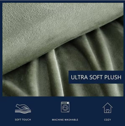 1-Piece Fern Green Ultra Soft Plush Fleece Blanket