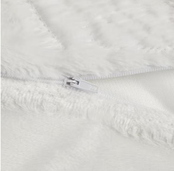 3-Piece Ivory Medallion Faux Fur Duvet Cover Set