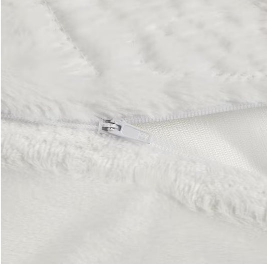 3-Piece Ivory Medallion Faux Fur Duvet Cover Set