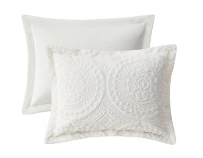 3-Piece Ivory Medallion Faux Fur Duvet Cover Set