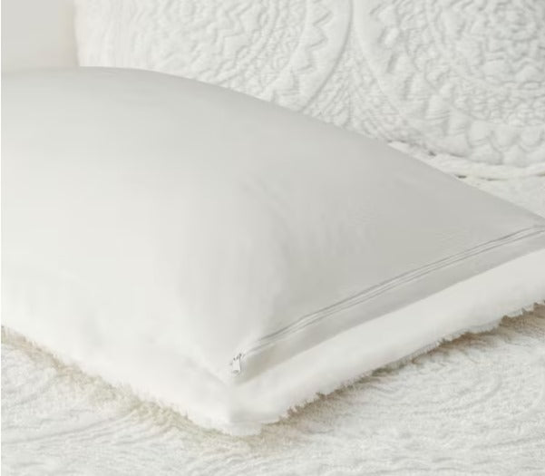 3-Piece Ivory Medallion Faux Fur Duvet Cover Set