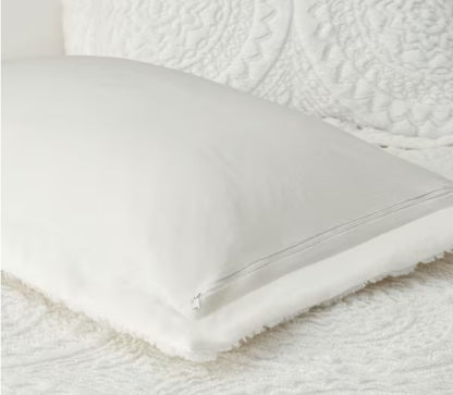 3-Piece Ivory Medallion Faux Fur Duvet Cover Set