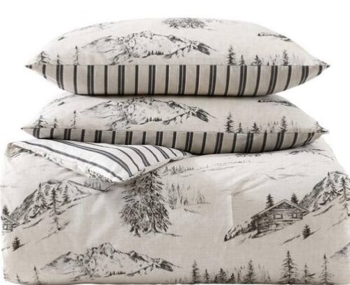 Light Grey/Beige Cotton Duvet Cover Set