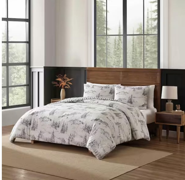 Light Grey/Beige Cotton Duvet Cover Set