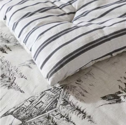 Light Grey/Beige Cotton Duvet Cover Set