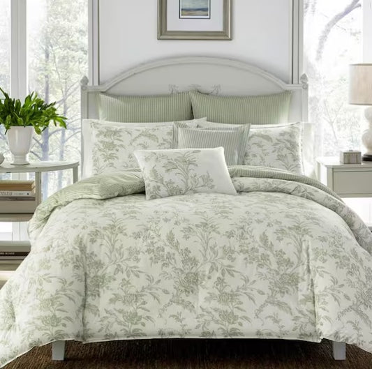 Green Floral Cotton Comforter Set
