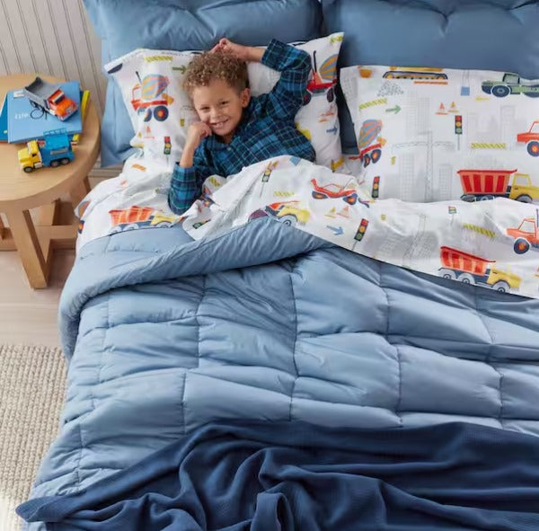 Construction Trucks White Multi Organic Cotton Sheet Set