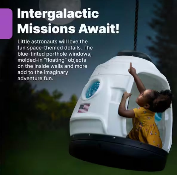 Space Capsule Swing with 2-in-1 Playhouse and Swing Design