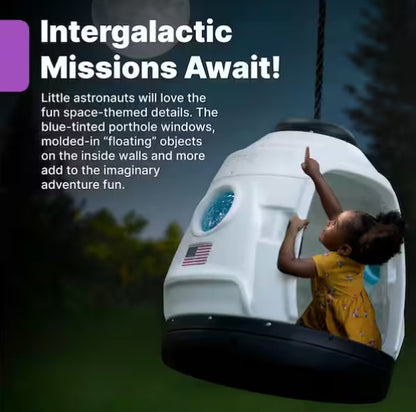 Space Capsule Swing with 2-in-1 Playhouse and Swing Design