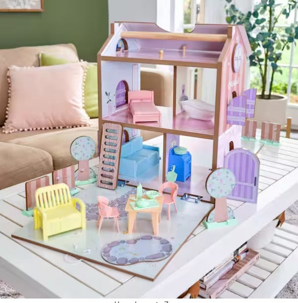 Play and Store Cottage Wooden Dollhouse